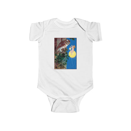 Hark, Mister Owl! Baby Bodysuit – Moonlit Owl & Enchanted Storybook Scene