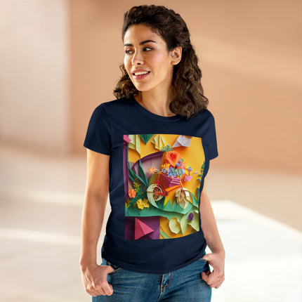 Origami Bicycle Women's Midweight Cotton Tee