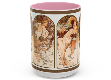 The Seasons by Alphonse Maria Mucha Colorful Mugs (11oz, 15oz)