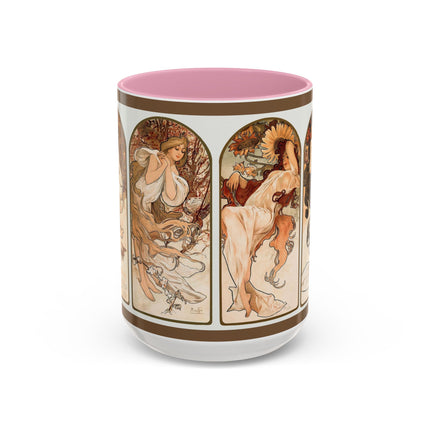 The Seasons by Alphonse Maria Mucha Colorful Mugs (11oz, 15oz)