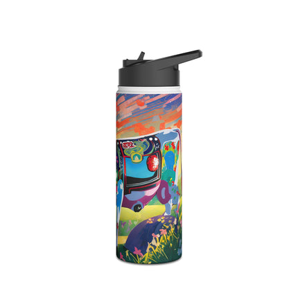 Cyber Glitch Cow Stainless Steel Water Bottle