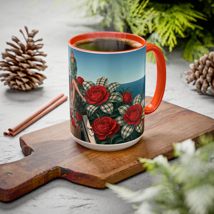 ⛵🌹 The Seaside Rose Traveler Colorful Mug – Art Deco Floral Elegance