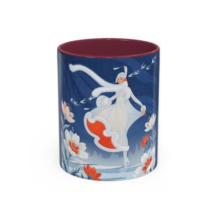 ❄️⛸️ The Winter Skater’s Flight Colorful Mug – Art Deco Floral Fantasy