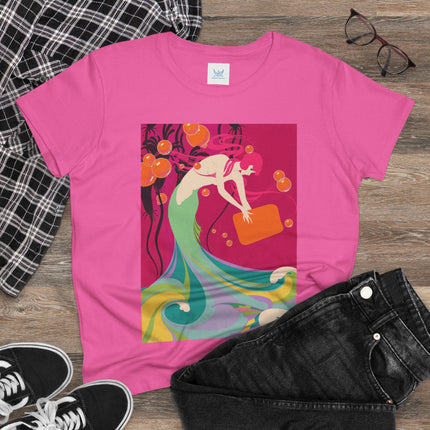 Mermaid Dive Women's Midweight Cotton Tee – Joyful Underwater Fantasy