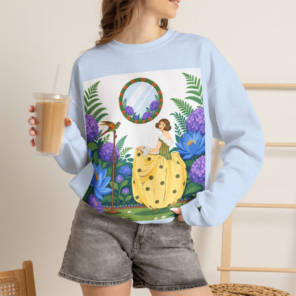 🦜🪷 The Parrot Garden Reflection Crewneck Sweatshirt – Art Deco Fashion Whimsy