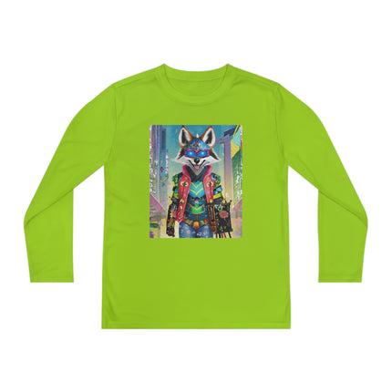 Cyber Hyena Youth Long Sleeve Competitor Tee – Neon Mischief & Futuristic Style