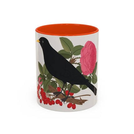 Blackbird & Rose Colorful Mugs – Timeless Elegance & Nature's Harmony