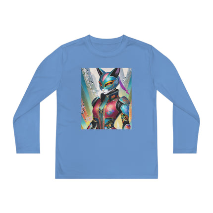 Cyberpunk Chic Youth Long Sleeve Competitor Tee – Holographic Style & Futuristic Adventure