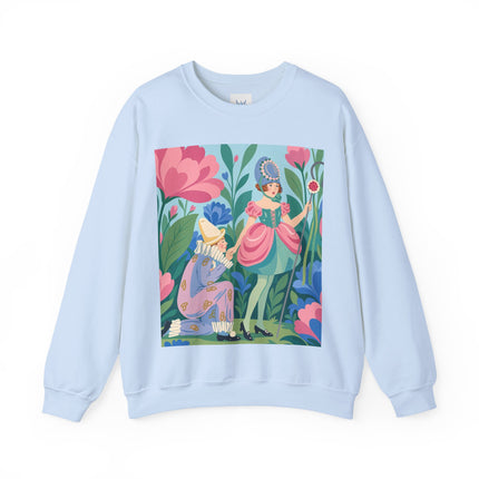 🌸🎭 The Garden Masquerade Crewneck Sweatshirt – Art Deco Floral Whimsy