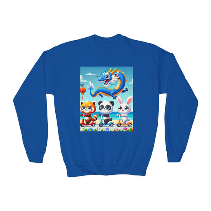 Seaside Scooter Friends Youth Crewneck Sweatshirt – Coastal Fun, Friendship & Playful Adventure