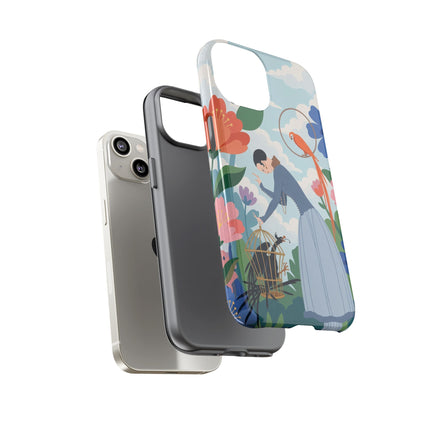 🦜🌺 The Lady Of The Garden Aviary Phone Case – Art Deco Floral Whimsy