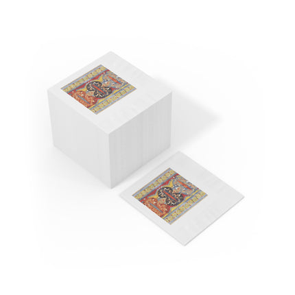 Reproduction of the Shield Frieze by Emile Gilliéron White Coined Napkins