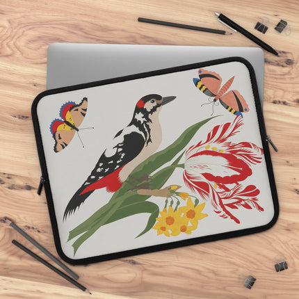 🐦🌷 Woodpecker & Tulip Laptop Sleeve – Vibrant Energy & Cheerful Charm