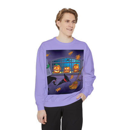 Whimsical Halloween Mischief Unisex Garment-Dyed Sweatshirt