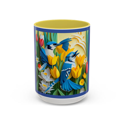 Blue Jays in a Spring Garden Colorful Mugs (11oz, 15oz)
