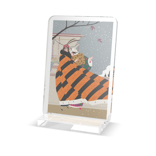 Snowfall Courtesan Acrylic Plaque – Whimsical Winter Elegance