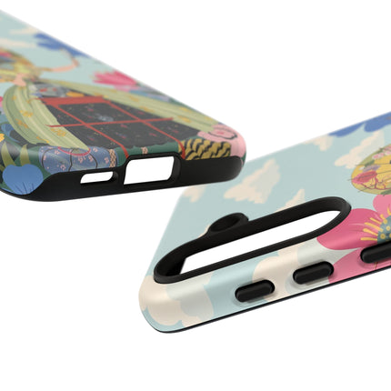 🌸🪞 The Floral Parasol Reflection Phone Case – Art Deco Garden Fantasy