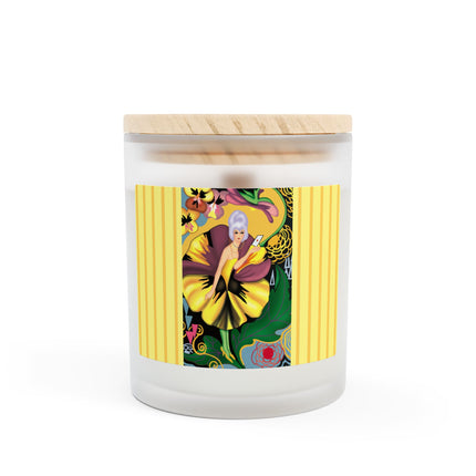 Enchanted Pansy Elegance Frosted Glass Candle, 11oz
