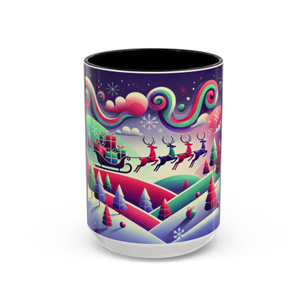Festive Reindeer Flight Colorful Mugs (11oz, 15oz)