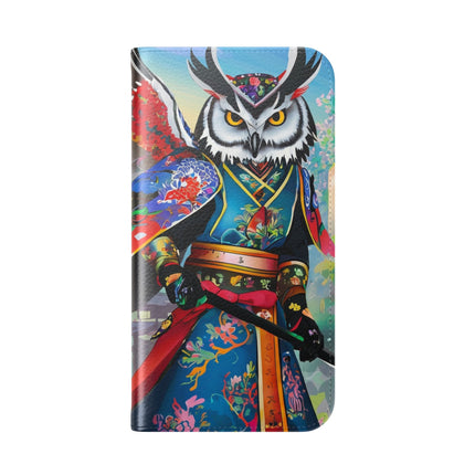 🦉⚔️ Cyberpunk Samurai Owl Flip Case – Neon Wisdom & Warrior Honor