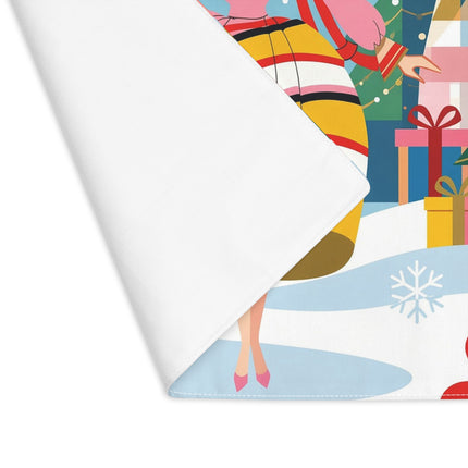 🌸🎄 The Lady Of The Striped Christmas Garden Placemat – Art Deco Holiday Whimsy