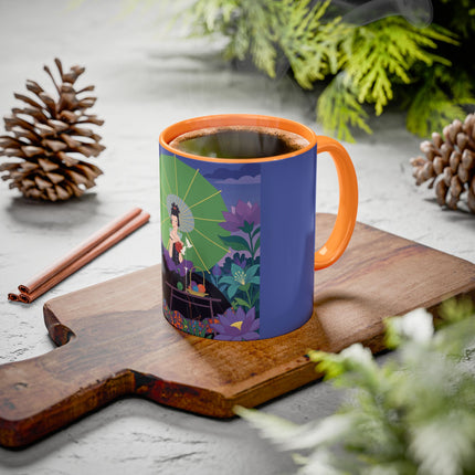 The Lady Of The Moonlit Needlework Colorful Mugs – Art Deco Crafting Elegance