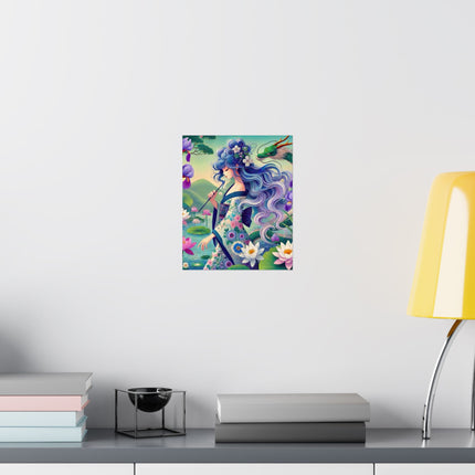 🐉🪷 Fairy of the Koi Pond Matte Vertical Poster – Tranquil Magic & Dragon Grace
