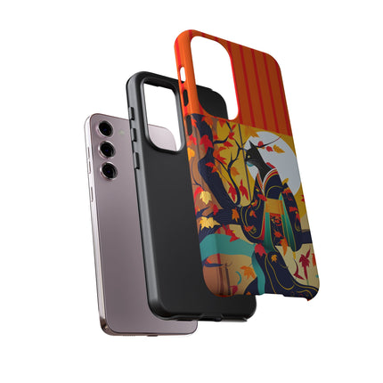 Black Cat in Kimono Phone Cases