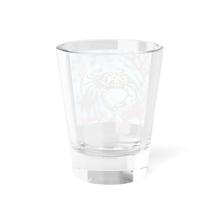 Spotted Crab & Pagoda Shot Glass – Mystical Ocean & Asian Harmony