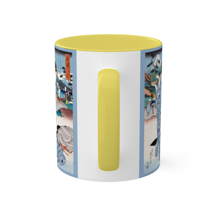 Japanese woman woodblock print by Keisai Eisen Colorful Mugs, 11oz