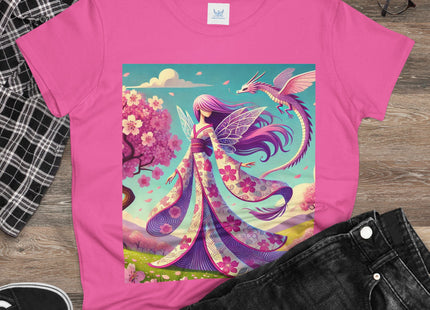 Petals in the Wind: The Kimono Fairy and the Sky Dragon Cotton Tee