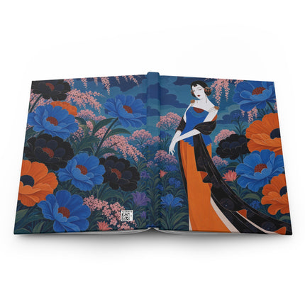 🌸💙 The Midnight Blossom Garden Hardcover Journal – Art Deco Floral Elegance