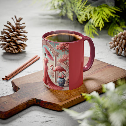 Petals, Porcelain, and Flamingos Colorful Mugs (11oz, 15oz)