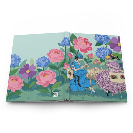 🌸🫖 The Ladies Of The Hydrangea Tea Garden Hardcover Journal – Art Deco Fashion Illustration