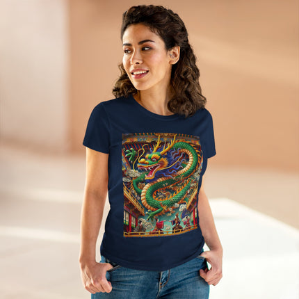 Tibetan Dragon Over Kabuki Duel Cotton Tee