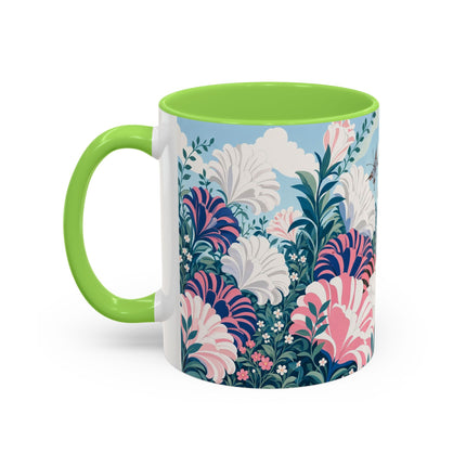 🌸🦋 The Enchanted Pink Blossom Retreat Colorful Mug – Art Deco Floral Whimsy