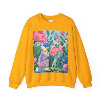 🌸🎭 The Garden Masquerade Crewneck Sweatshirt – Art Deco Floral Whimsy