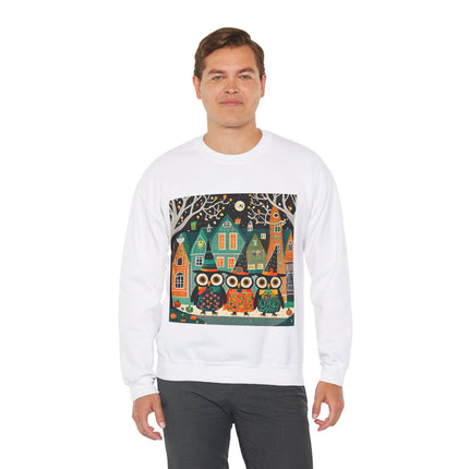 Night of the Trick-or-Treating Owlets Unisex Heavy Blend™ Crewneck Sweatshirt