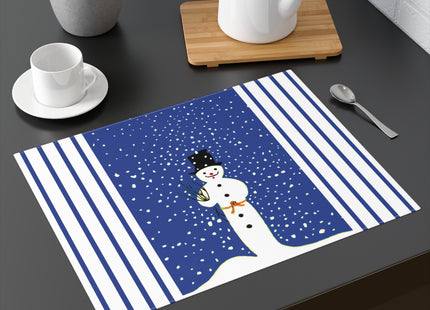 Snowman in Falling Snow Placemat, 1pc