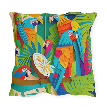 Colorful Macaws Outdoor Pillows