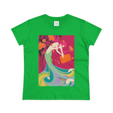 Mermaid Dive Women's Midweight Cotton Tee – Joyful Underwater Fantasy