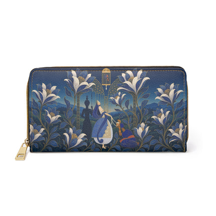 🌸💙 The Enchanted Blue Lily Courtship Wallet – Art Deco Floral Romance