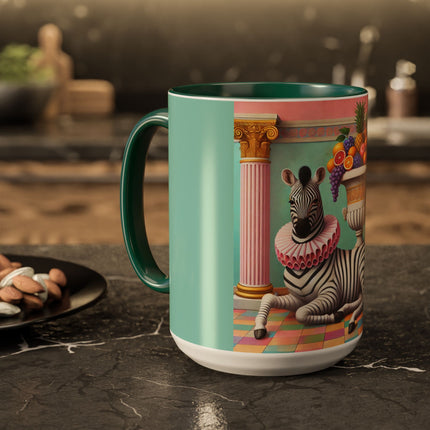 Still Life with Zebra, Fruit, and Pink Columns Colorful Mugs (11oz, 15oz)