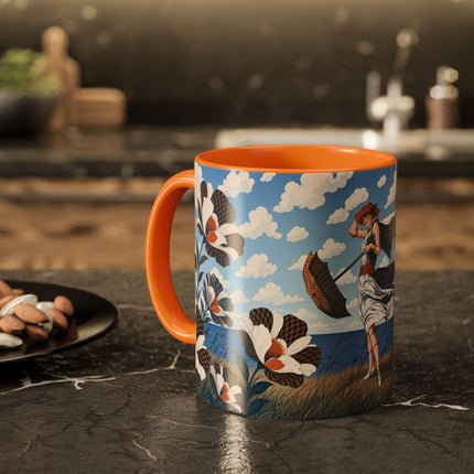 🌊🌼 The Windswept Seaside Promenade Colorful Mug – Art Deco Coastal Elegance