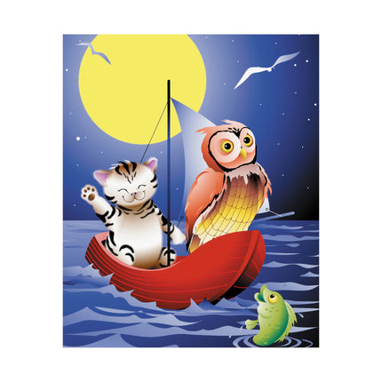 Embarking on a Moonlit Journey Premium Matte Vertical Posters