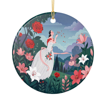 🌹💌 The Garden Of Blown Kisses Ceramic Ornament – Art Deco Floral Romance