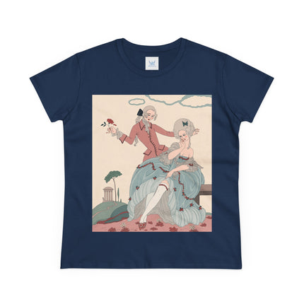 🌹🎀 The Rose Garden Courtship Cotton Tee – Art Deco Romantic Fashion