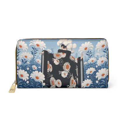 🌼🖤 The Midnight Daisy Garden Wallet – Art Deco Floral Elegance