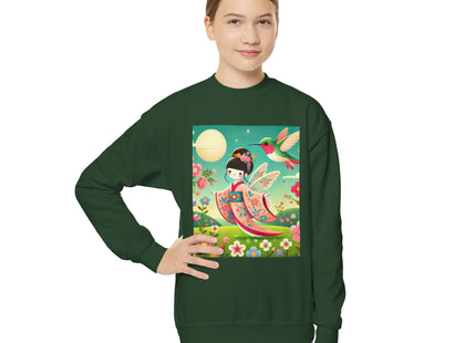 Geisha Fairy and the Hummingbird Blossom Youth Crewneck Sweatshirt
