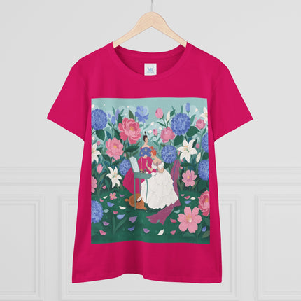 💎🌸 The Lady Of The Jeweled Garden Cotton Tee – Art Deco Floral Elegance